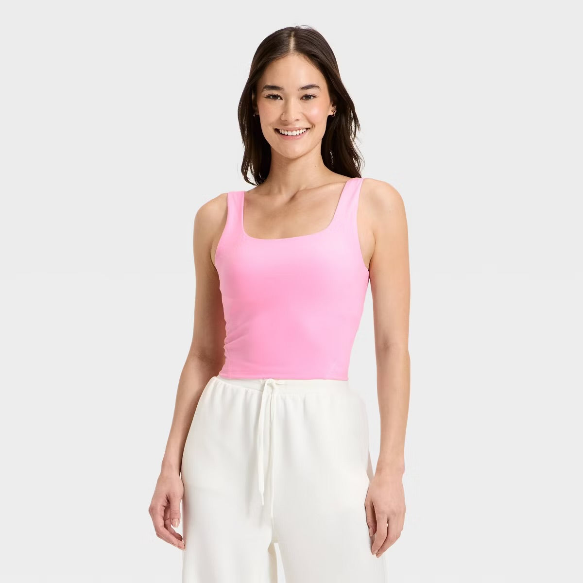 Women's Super Flex Square Neck Ultra Cropped Tank Top - Pink