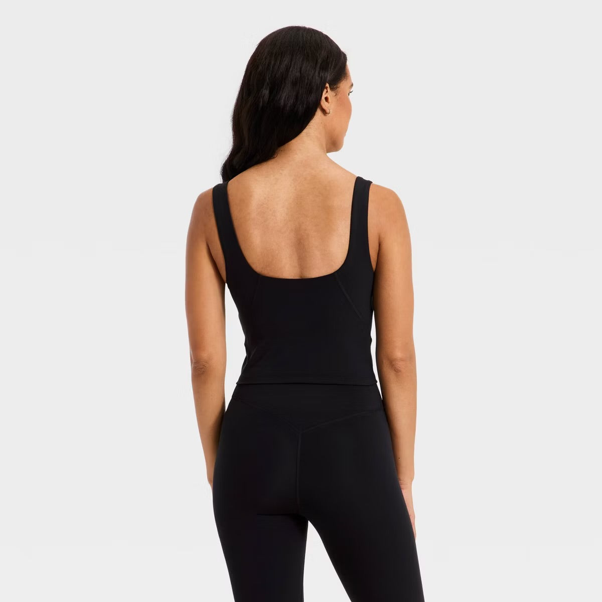 Women's Super Flex Square Neck Ultra Cropped Tank Top - Black