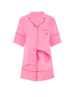 Signature Satin Short Pajama Set - Sexy Little Pink & Pink Fire
