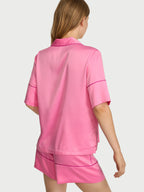 Signature Satin Short Pajama Set - Sexy Little Pink & Pink Fire