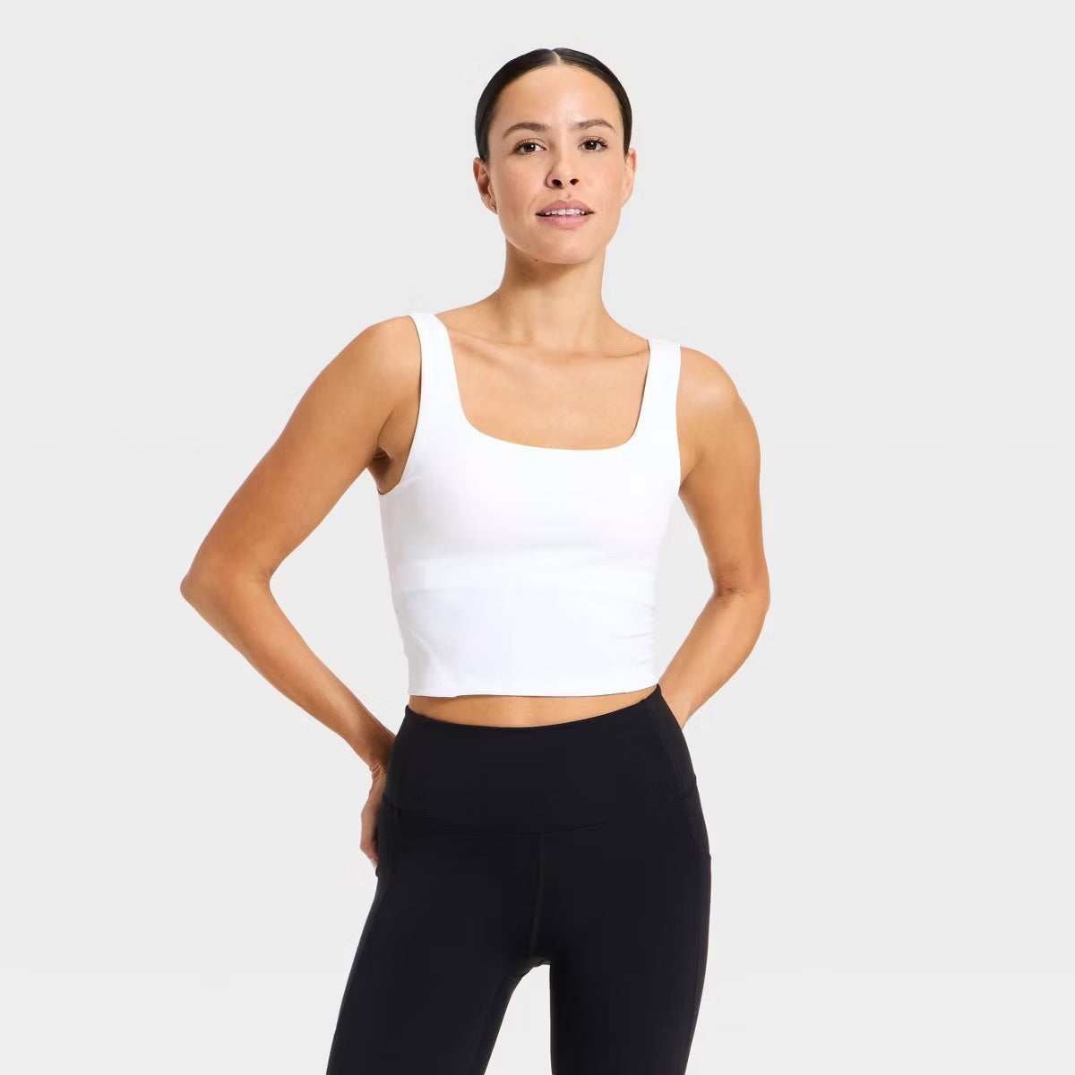 Women's Super Flex Square Neck Ultra Cropped Tank Top - White