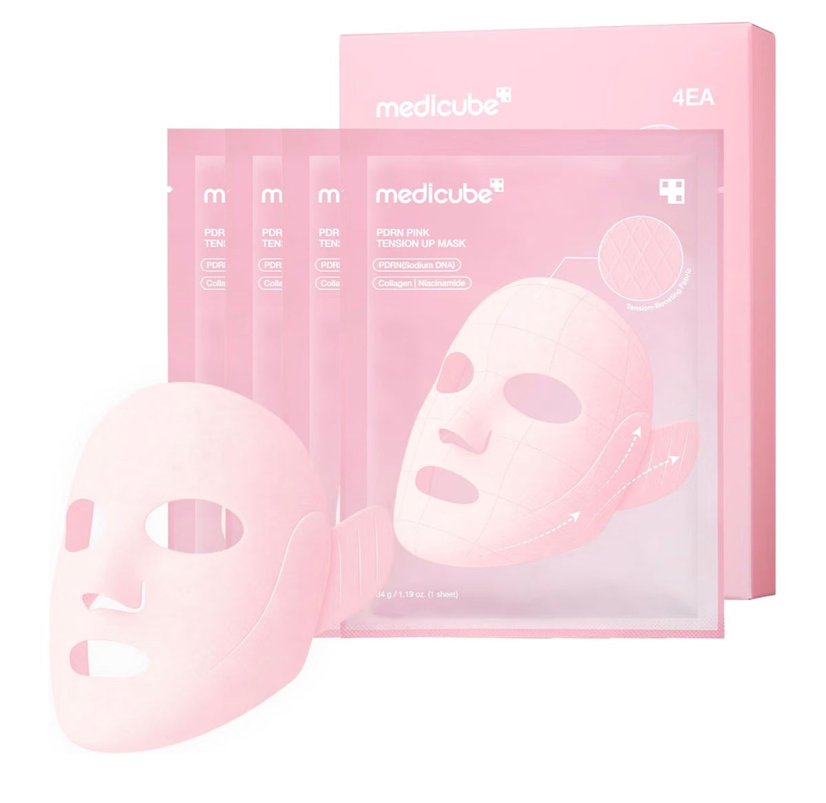 Medicube PDRN Máscara de lámina de tensión rosa 4 pack