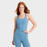 Women's Everyday Soft Square Neck Twist Back Support Tank Top - Steel Blue