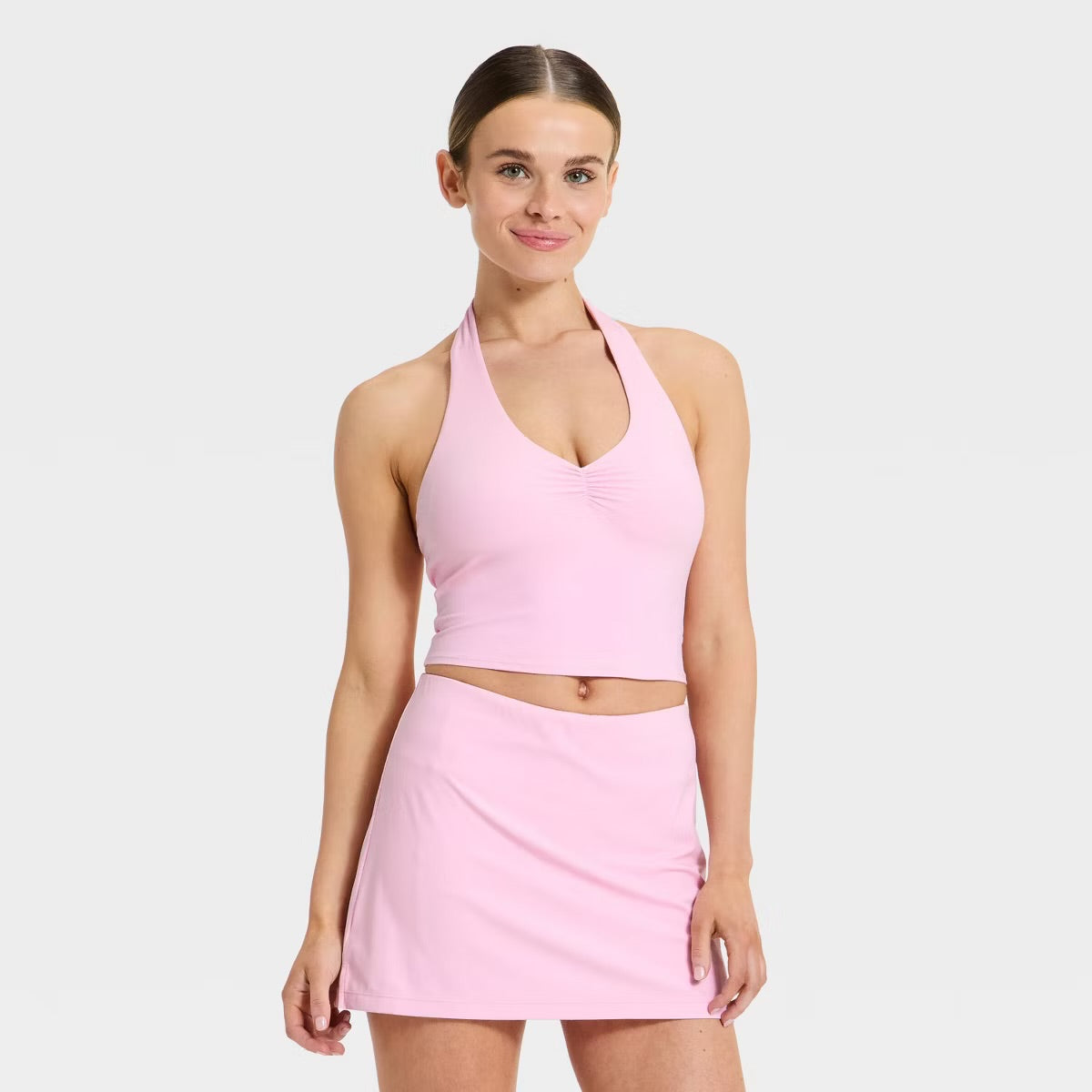 Women's Halter Support Tank Top - Light Pink