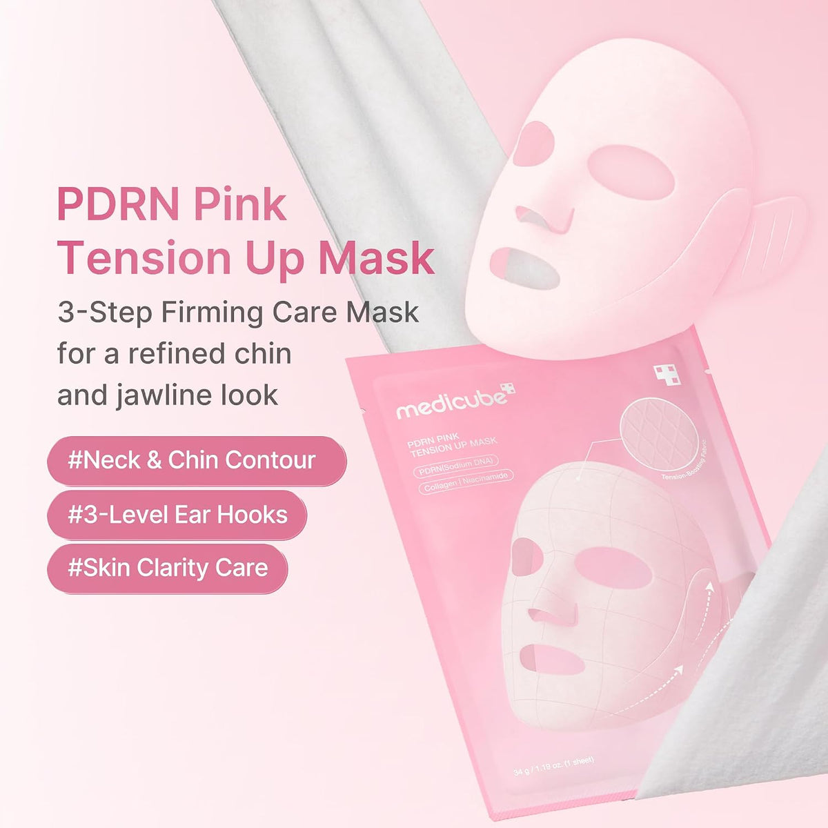Medicube PDRN Máscara de lámina de tensión rosa 4 pack