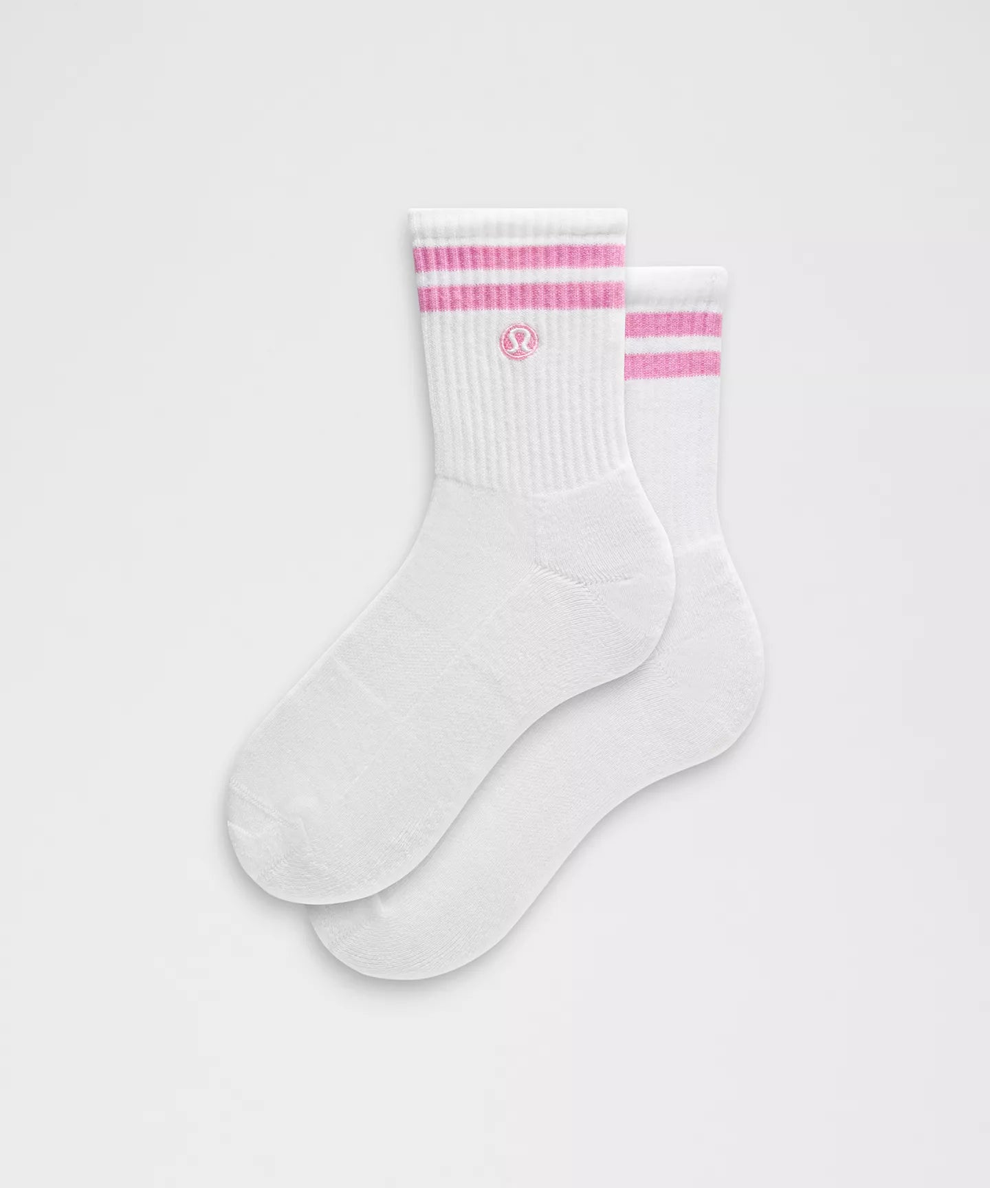 Unisex Daily Essential Quarter Socks Stripe Pink