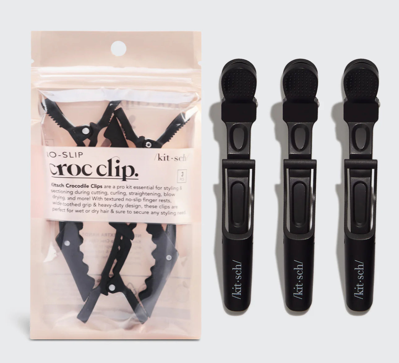 No Slip Crocodile Clip 3pc - Black - NC / OS