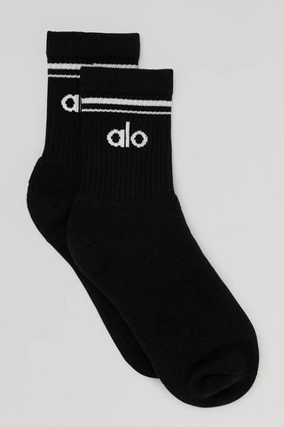 Unisex Half-Crew Throwback Socks- Black/White