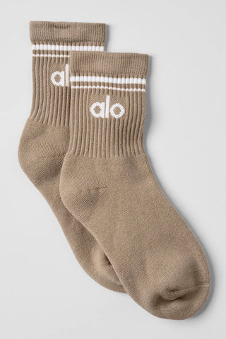 Unisex Half-Crew Throwback Socks- Gravel/White