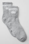 Unisex Half-Crew Throwback Socks- Athletic Heather Grey/White