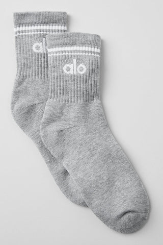 Unisex Half-Crew Throwback Socks- Athletic Heather Grey/White