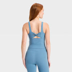 Women's Everyday Soft Square Neck Twist Back Support Tank Top - Steel Blue