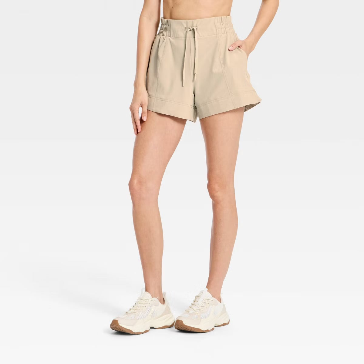 Women's Active Light Woven Mid-Rise Shorts 4" - Khaki