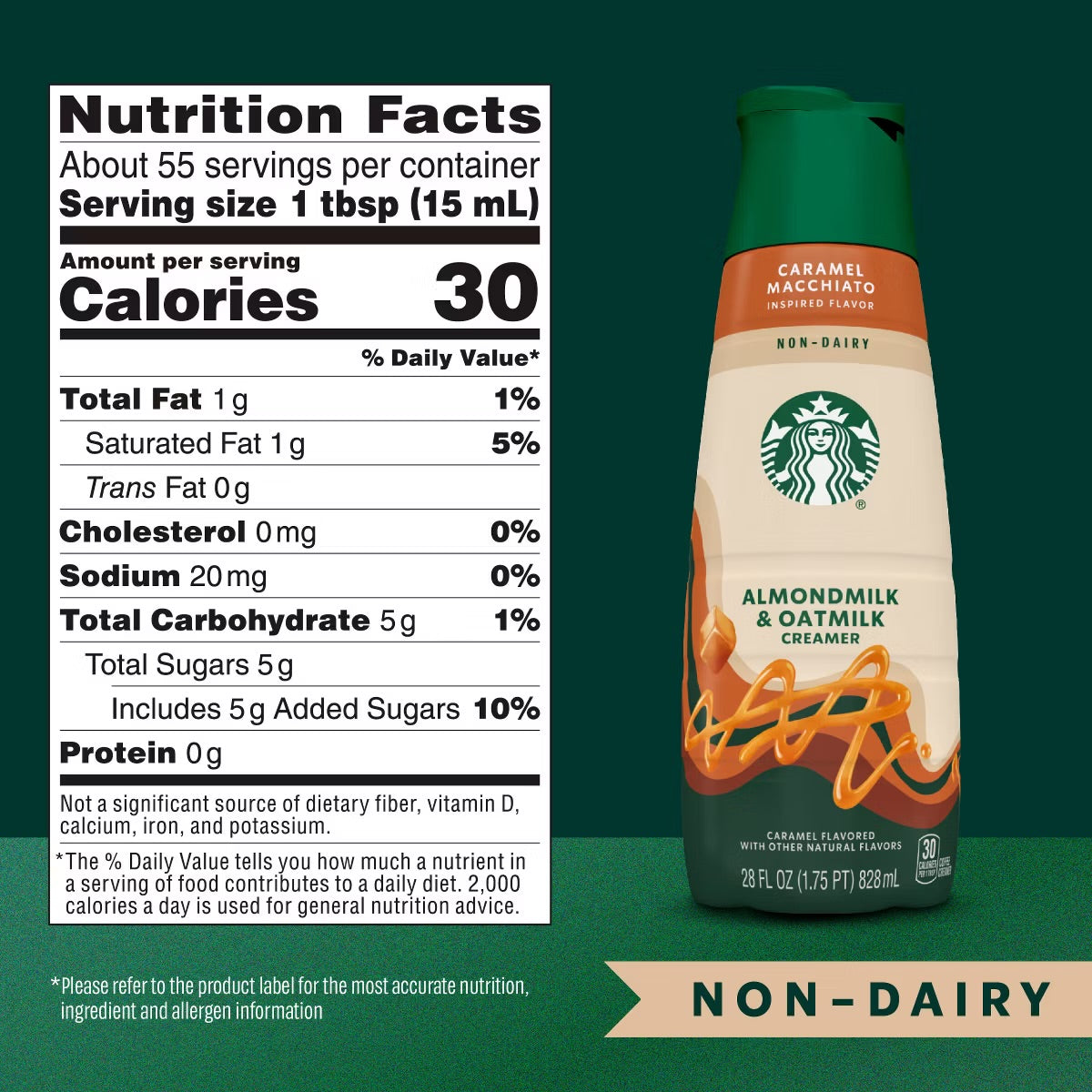 Starbucks Creamer Almond and Oat Milk Caramel Macchiato Coffee Creamer - 28 fl oz