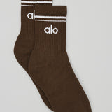 Unisex Half-Crew Throwback Socks- Espresso