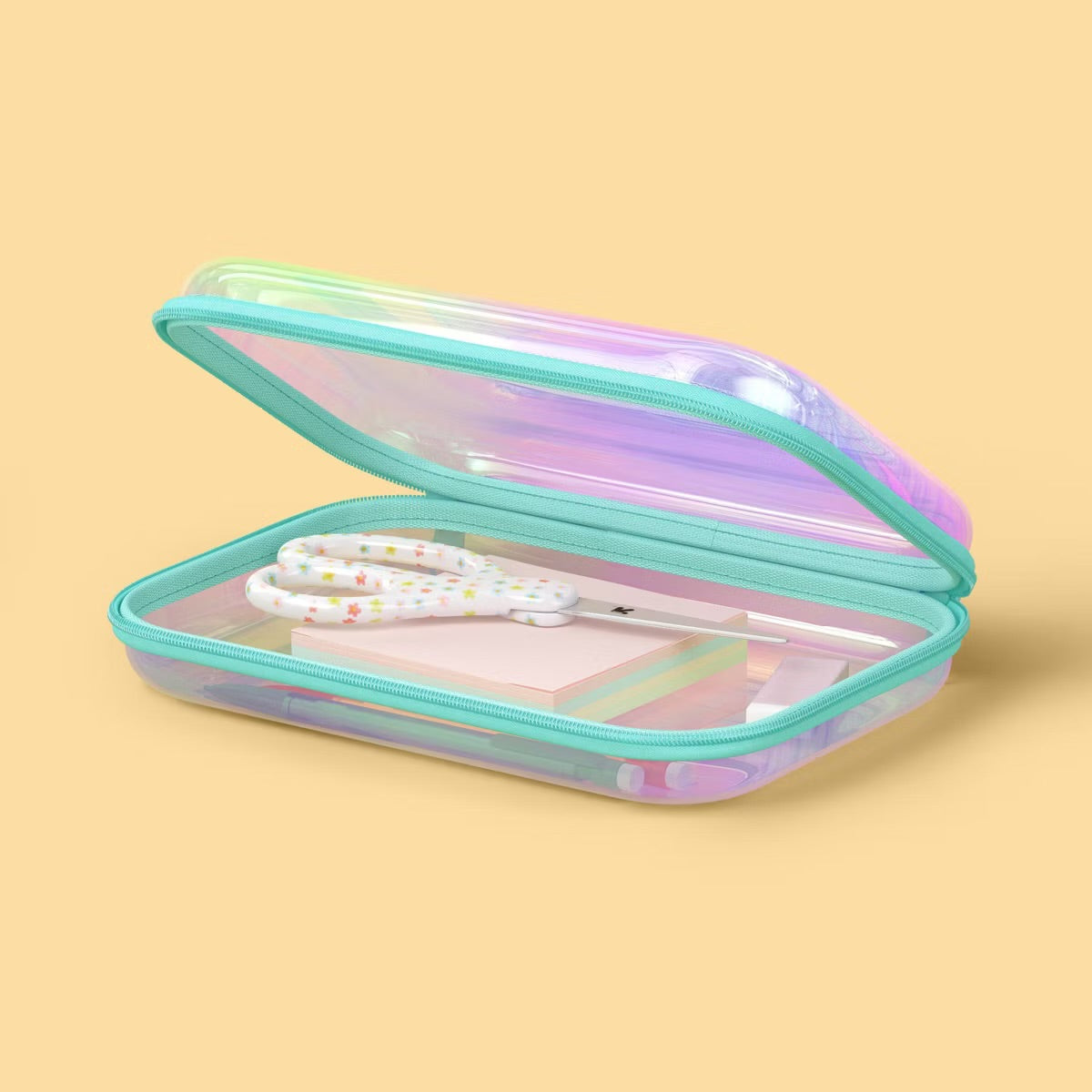 Hard Sided Zipper Pencil Case - Iridescent