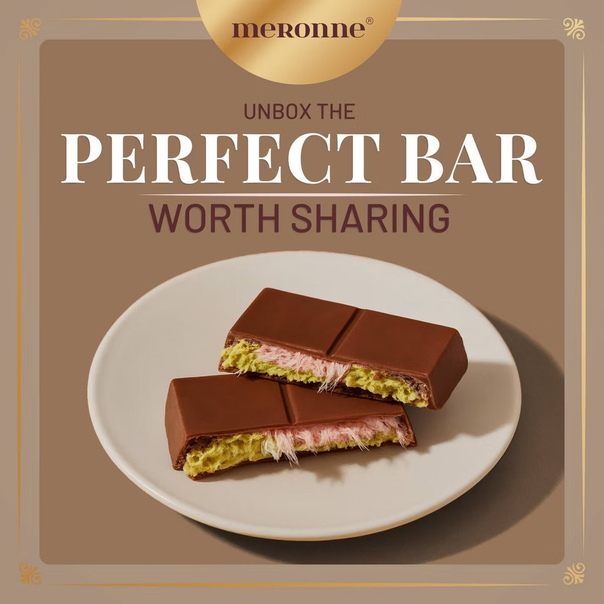 Meronne Dubai Milk Chocolate Filled with Pistachio Cream & Cotton Candy - 6.3oz