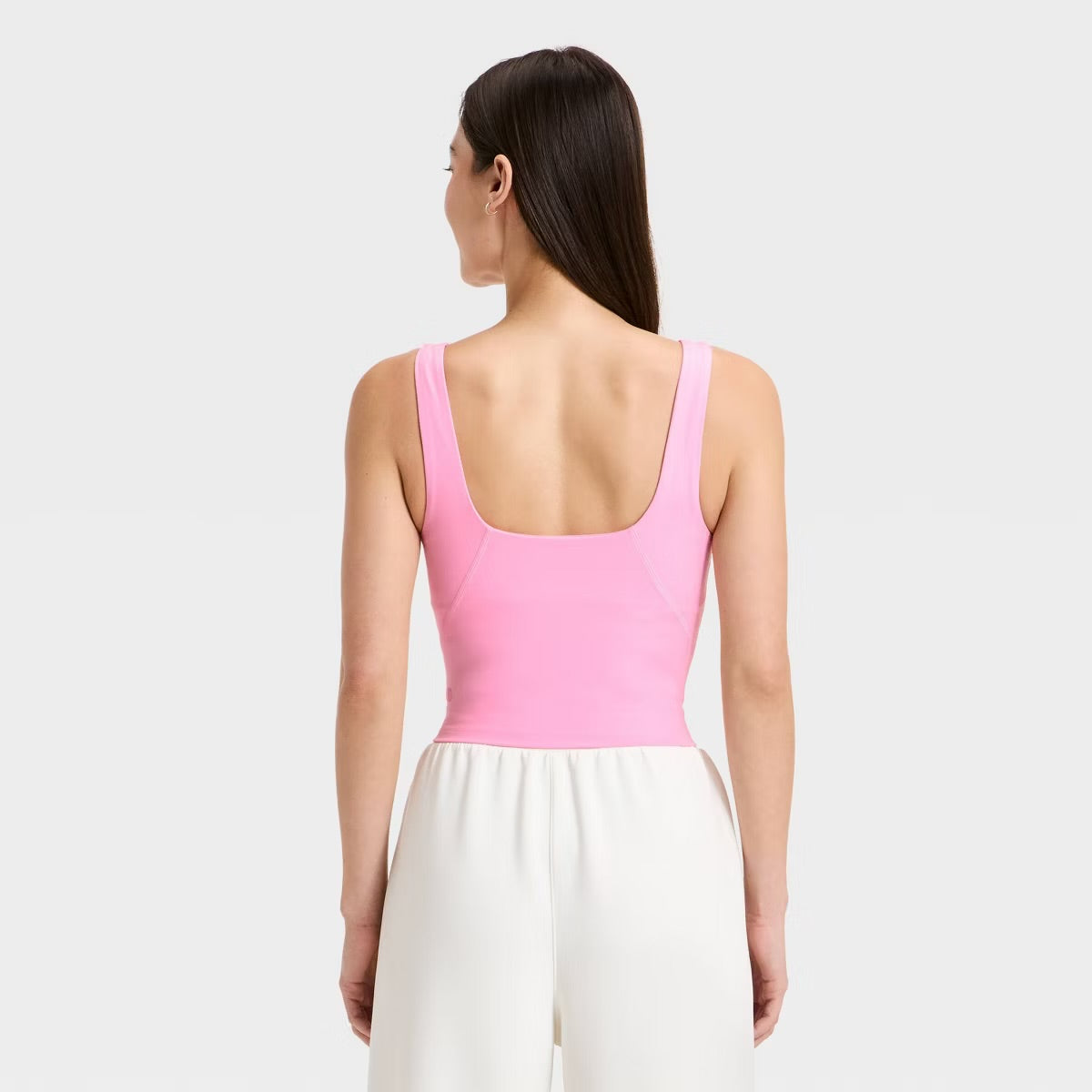 Women's Super Flex Square Neck Ultra Cropped Tank Top - Pink