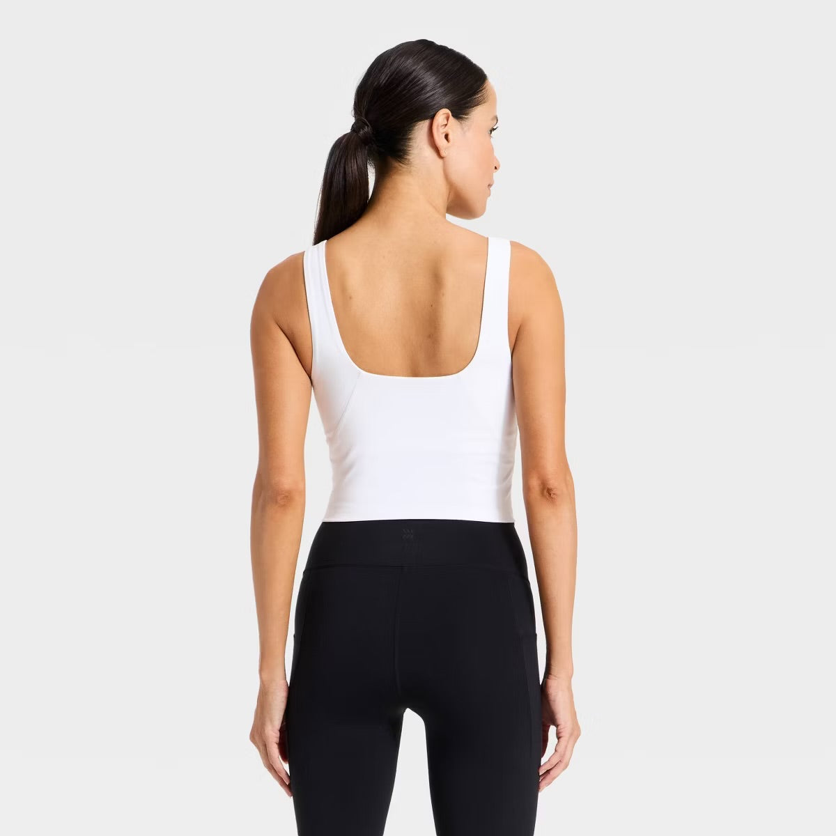 Women's Super Flex Square Neck Ultra Cropped Tank Top - White