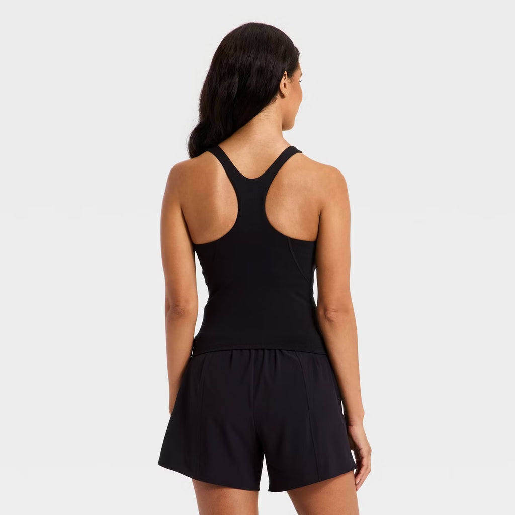 Women's Super Flex High Neck Racerback Support Tank Top - Black