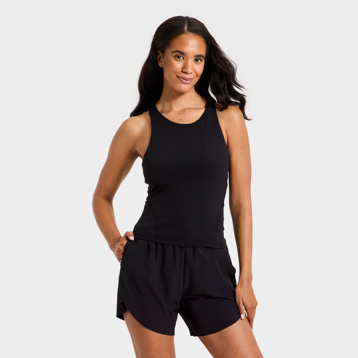 Women's Super Flex High Neck Racerback Support Tank Top - Black