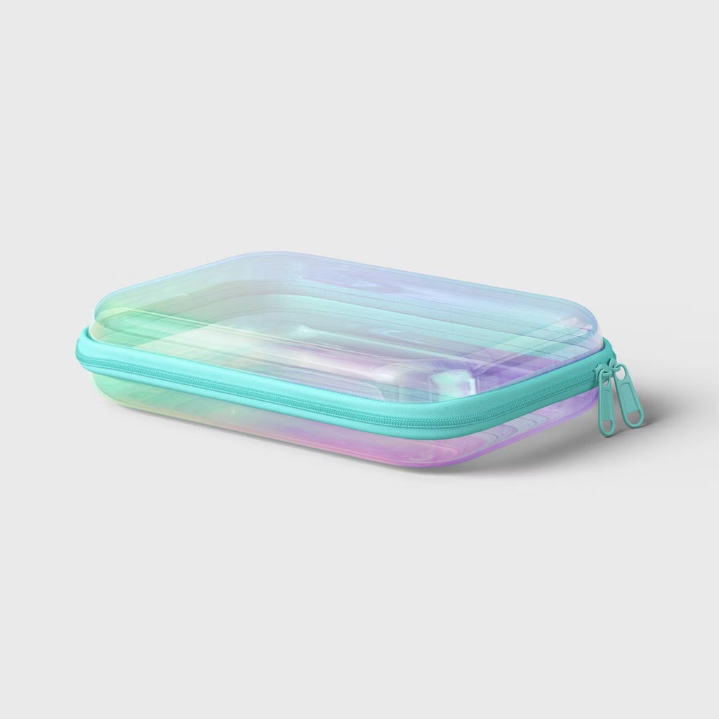 Hard Sided Zipper Pencil Case - Iridescent