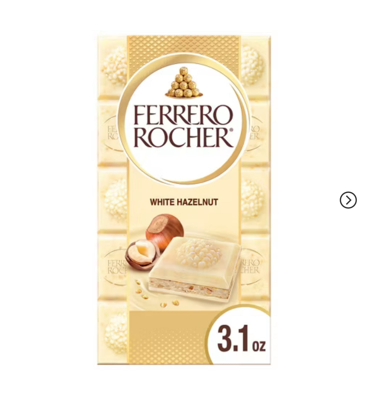 Ferrero Rocher White Chocolate Hazelnut Candy Bar - 3.1oz