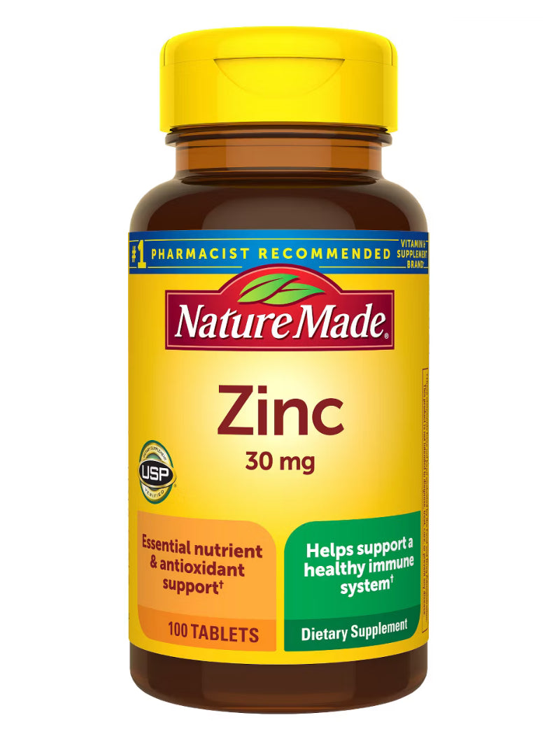 Nature Made Zinc 30mg Dietary Supplement Tablets for Antioxidant and Immune Support - 100ct