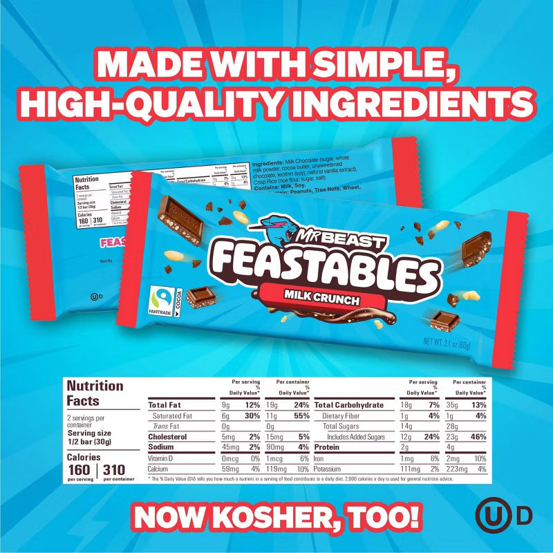 MrBeast Candy Bar Milk Chocolate Crunch 60g
