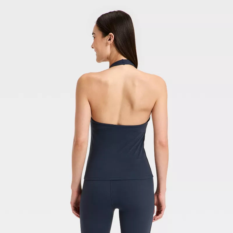 Women's Everyday Soft Halter Neck Support Tank Top - Navy Blue