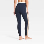 Women's Everyday Soft Ultra High-Rise Ribbed Colorblock 7/8 Leggings - Navy Blue