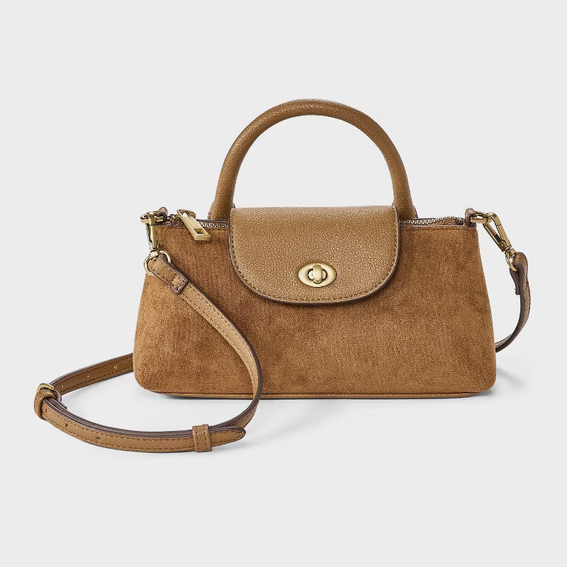 Elongated Top Handle Crossbody Bag