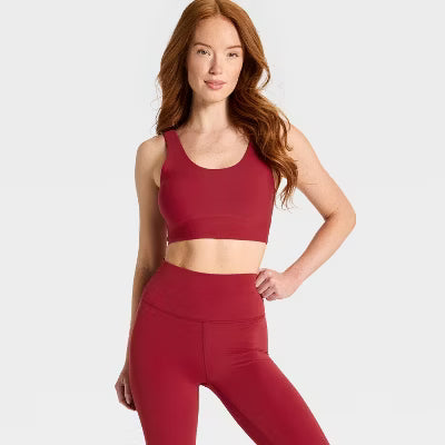 Women's Everyday Soft Medium Support Longline Sports Bra - Dark Red