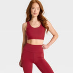 Women's Everyday Soft Medium Support Longline Sports Bra - Dark Red