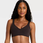 Women's Everyday Soft Light Support Printed Scallop Trim Sports Bra - Dark Brown