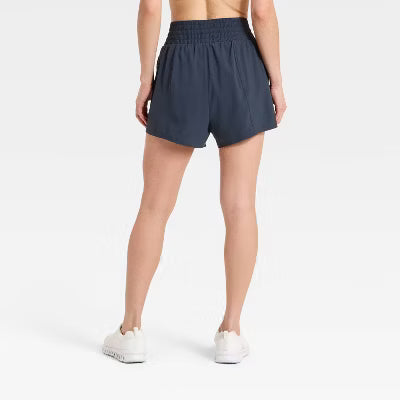 Women's Active Light Woven High-Rise Shorts 3" - Dark Blue
