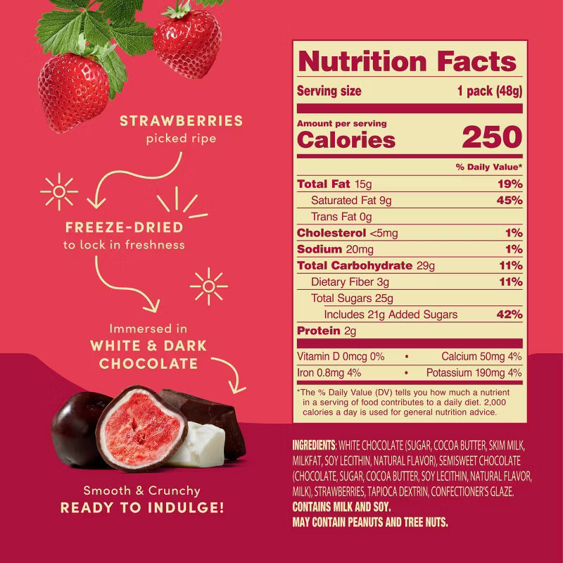 Freeze Dried Strawberries in Dark and White Chocolate - 1.7oz