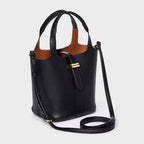 Mini Tulip Tote Handbag with Crossbody Strap - Black