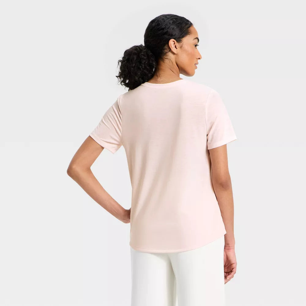 Women's Beyond Ease Crewneck Legging Friendly Short Sleeve T-Shirt - Pink