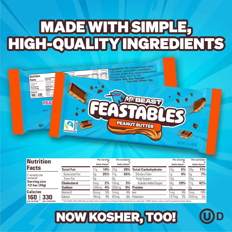 MrBeast Candy Bar Milk Chocolate Peanut Butter 60g