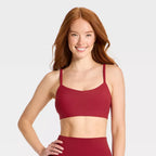 Women's Everyday Soft Light Support Strappy Sports Bra - Dark Red
