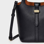 Mini Tulip Tote Handbag with Crossbody Strap - Black