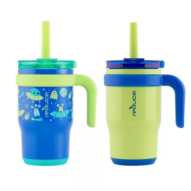 Reduce 14oz 2pk Coldee Kids Mugs with Spill-Proof Straw