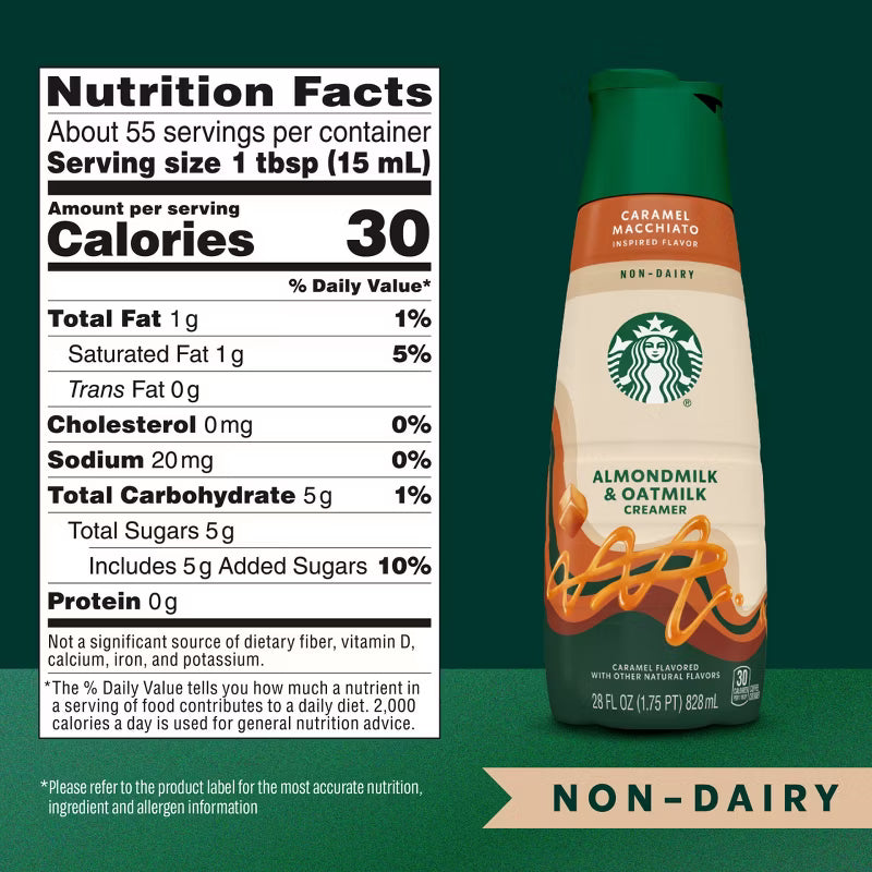 Starbucks Creamer Almond and Oat Milk Caramel Macchiato Coffee Creamer - 28 fl oz