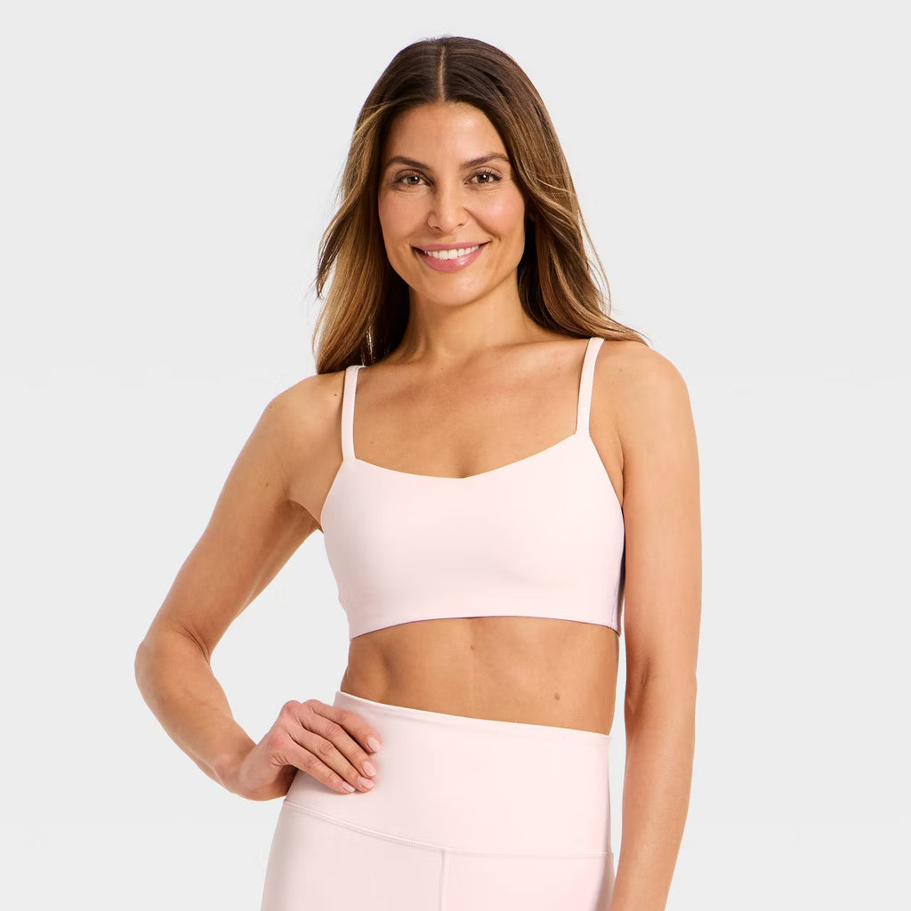 Women's Everyday Soft Light Support Strappy Sports Bra - Light Pink