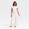 Women's Pointelle Short Sleeve Shirt and Pants Pajama Set - Cream