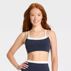 Women's Everyday Soft Colorblock Ribbed Sports Bra - Navy Blue
