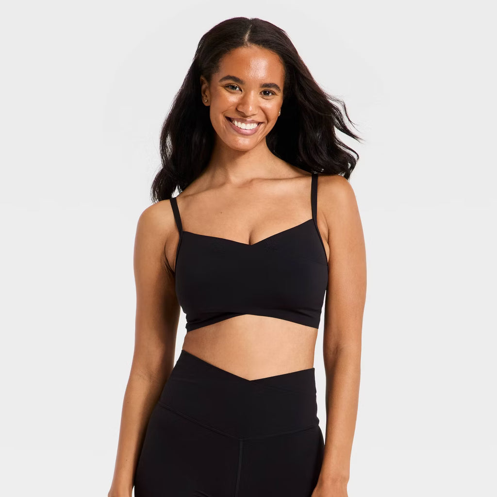 Women's Everyday Soft Light Support Crossover Bra - Black
