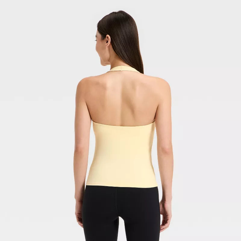 Women's Everyday Soft Halter Neck Support Tank Top - Light Yellow