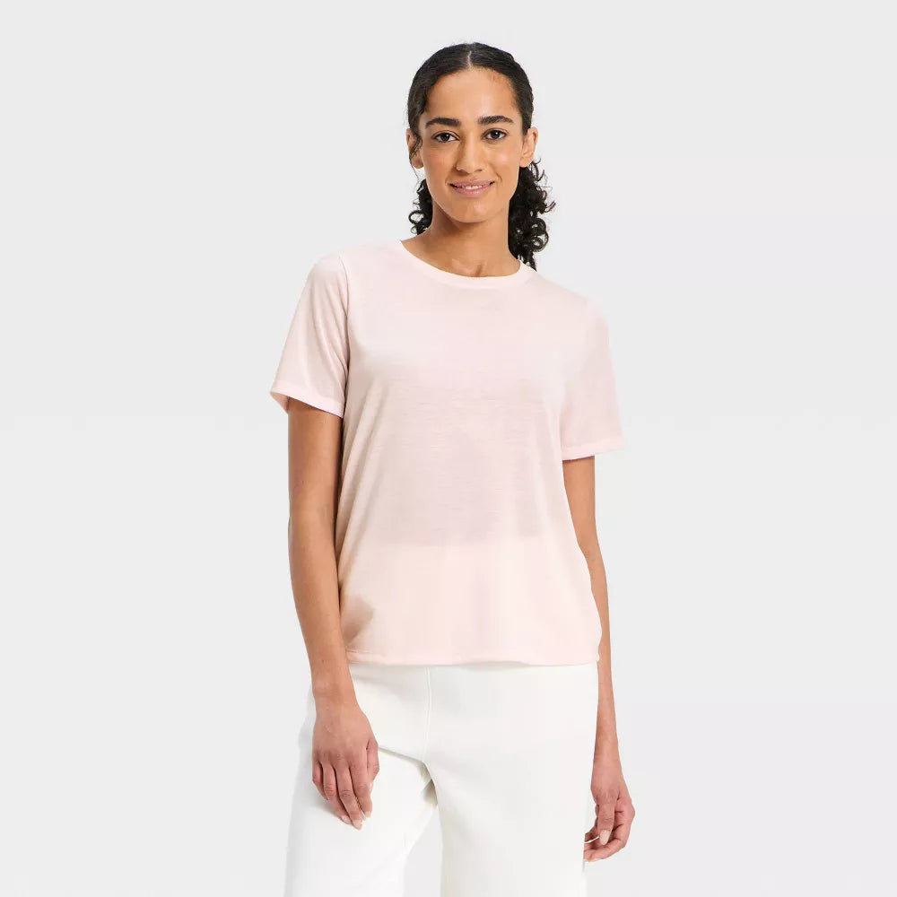 Women's Beyond Ease Crewneck Legging Friendly Short Sleeve T-Shirt - Pink